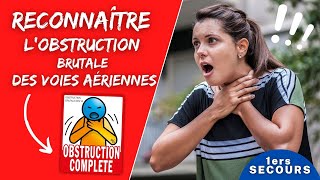 Etouffement  reconnaître lOBSTRUCTION BRUTALE des voies aériennes ı Formation premiers secours [upl. by Nodnrb68]