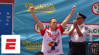 Joey Chestnut pummels record 74 hot dogs to win Nathan’s Hot Dog Eating Contest for 11th time  ESPN [upl. by Sundstrom]