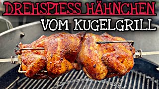 Grillhähnchen vom Drehspieß  Rezept vom Weber Kugelgrill [upl. by Ailimaj]