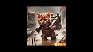 Bricks Are Heavy But the Kitten Never Backs Down kitten movingbricks hardwork [upl. by Diane]