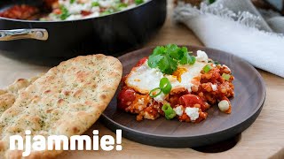 Shakshuka met Parelcouscous en Feta Recept  njammie [upl. by Twum]