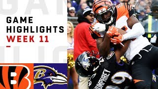 Bengals vs Ravens Week 11 Highlights  NFL 2018 [upl. by Yrtsed791]