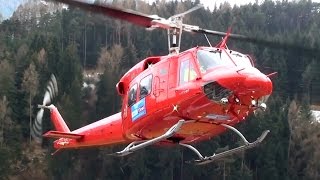 Bell 212 Twin Huey engine start and take off from Karres Heli Austria base [upl. by Aleel762]