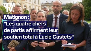 Matignon lintégralité des prises de parole de Lucie Castets et des chefs de partis du NFP [upl. by Eelaras]