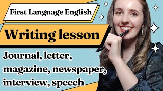 First Language English IGCSE Writing a Journal Letter Newspaper Interview Speech and Magazine [upl. by Refiffej41]