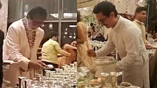 Amitabh Bachchan And Aamir Khan Serving Food At Isha Ambani Wedding [upl. by Ennywg62]