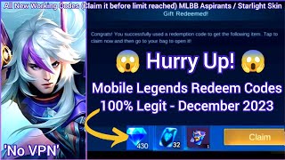 x3 MLBB Redeem Codes December 02 2023  Mobile Legends Diamonds Codes 💎💎💎 Hurry Up [upl. by Lleder]