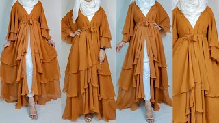 Most trendy Three layer Abaya cutting and stitchingLatest abaya designingmaxi dress burqa design [upl. by Lovell]