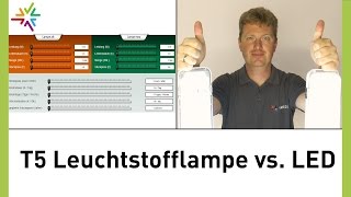 Vergleich T5Leuchtstofflampe vs LED am Beispiel T5LEDFeuchtraumleuchte watt24Video Nr93 [upl. by Saihttam535]