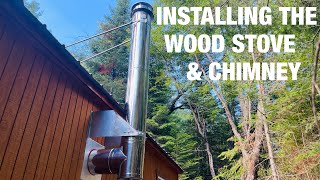 Installing the WOOD STOVE amp CHIMNEY at the OFF GRID property [upl. by Rayshell]