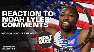 World Champion of what Reacting to US sprinter Noah Lyles NBA shade  First Take YT Exclusive [upl. by Obie933]