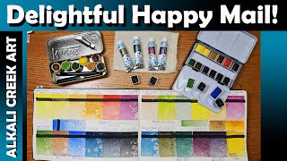 Really Fun Watercolors in Delightful Happy Mail A PreChristmas Art Haul and SwatchaThon [upl. by Oba574]