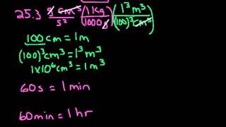 Dimensional Analysis Example 2 g cm3s2 to kg m3hr2 [upl. by Heady971]