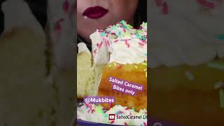 Salted Caramel ASMR creamy vanilla cake mukbang bites only shorts viral fyp new edit food fy [upl. by Silado514]