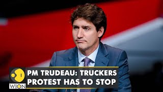 PM Justin Trudeau demands for an end to truckers protest in Canada  Latest World English News [upl. by Assenyl74]