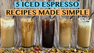 5 EASY ICED COFFEE RECIPES USING ESPRESSO MACHINE  RECIPES FOR 16OZ [upl. by Mylander]