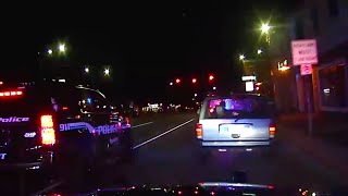 Oakland University police officers chase car swerving all over road [upl. by Ellertal883]