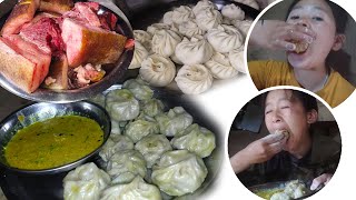 Pork MOMO Recipe celebration in my home with my family  Samita vlog  Village life style [upl. by Devina]