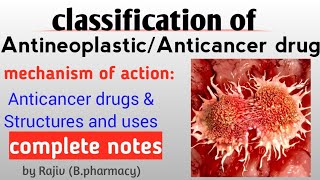 Classification of antineoplastic agentanticancer drugs  complete notes BpharmacyHindi amp English [upl. by Aridnere261]