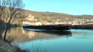 Binnenschiff MS Heiner Krieger  zu Tal bei Neckarsteinach [upl. by Anaig264]