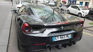 black Ferrari 488 GTB in Paris France [upl. by Leiser]