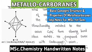 METALLOCARBORANES  Basic IntroductionStructure amp Properties mscnotes inorganicchemistry [upl. by Inobe]