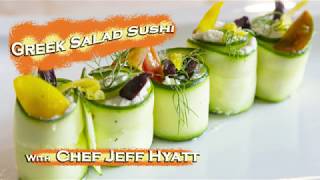 How to make Greek Salad Sushi Rolls  Easy to make appetizer  White Apron Catering Lake Worth Fl [upl. by Esdnil]