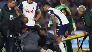 Tottenhams midfielder Rodrigo Bentancur suffers horrific head injury amp is taken off on a stretcher [upl. by Wager]