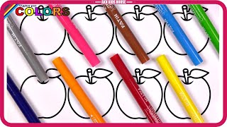 Fruits  Apple and BIG Marker Pencil Coloring  Glitter Apple  Akn Kids House [upl. by Eliason]