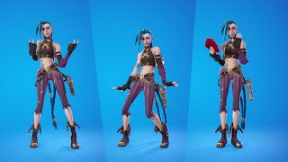 Arcane Jinx Skin Showcase with Emotes and Dances  Fortnite x League of Legends Skins [upl. by Ulphia815]