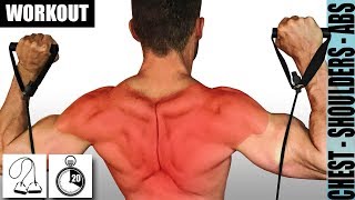 RESISTANCE BAND BACK AND SHOULDER WORKOUT FOR STRENGTH AND GROWTH [upl. by Retsae186]