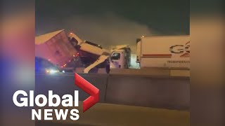 Video captures catastrophic Texas highway pileup [upl. by Gnouc]