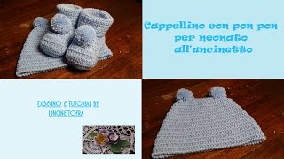 cappellino pon pon per neonato alluncinetto tutorial [upl. by Platt]