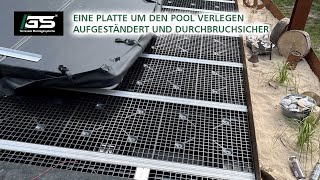 Eine durchbruchsichere und aufgeständerte Terrasse um den Pool mit Technikschacht verlegen [upl. by Ihsorih886]