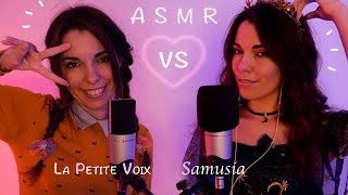 ASMR Twin  Mouth Sounds BATTLE 💕 Samusia VS La Petite Voix 💕 Double Inaudible  Bruits de Bouche FR [upl. by Rochell]