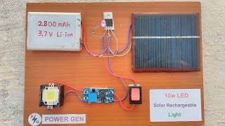 10w LED  Solar Rechargeable Light  Power Full  Experiment  Low cost [upl. by Aicilihp113]