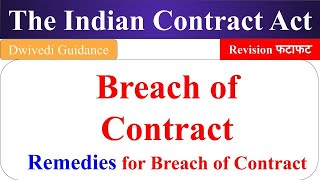 Breach of Contract Remedies for breach of contract Indian Contract Act [upl. by Varipapa495]