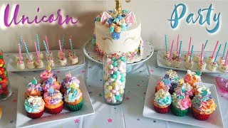 Unicorn Party Dessert Table Setup  Vlog [upl. by Anaillil719]