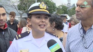 1Âª turma de alunas da Escola Naval embarca para viagem de 5 meses de Guardas Marinha [upl. by Salesin]