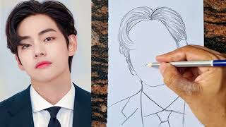 How to draw BTS V Kim taehyung drawing [upl. by Annaiv]