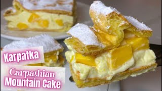 Mango Cheese Karpatka  Polish Carpathian Mountain Cream Cake Recipe 波蘭喀爾巴阡山蛋糕 芒果奶油乳酪口味 [upl. by Boaten]