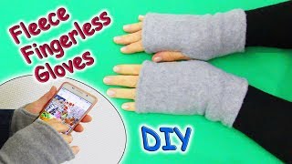 DIY Simple Fleece Fingerless Gloves  How to Sew Fingerless Mittens  How to Make Easy Pattern [upl. by Naimad]