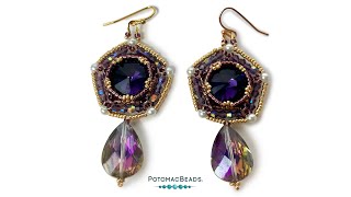 Crystal Pentagon Earrings  DIY Jewelry Making Tutorial by PotomacBeads [upl. by Bordie]