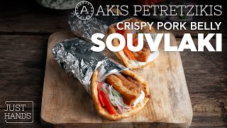 Crispy Pork Belly Souvlaki  Akis Petretzikis [upl. by Elka]