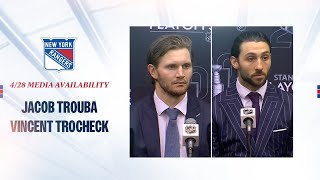 NYR at WSH Jacob Trouba and Vincent Trocheck Postgame Availability  April 28 2024 [upl. by Aydin]