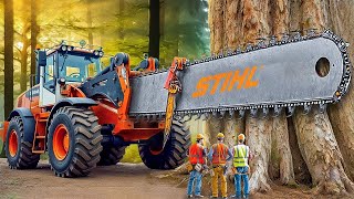 Extreme Dangerous Fastest Big Chainsaw Cutting Tree Machines  Monster Stump Removal Excavator 45 [upl. by Hillel]