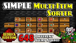 Simple Multi Item Sorter  Minecraft Bedrock Redstone Tutorial  MCPE XBOX PS [upl. by Loveridge]