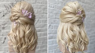 Half up hairstyle for short fine hair make the hair look thicker fuller great wedding hair style [upl. by Yeh]