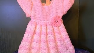 How to Crochet a Baby Dress Wave Ripple stitch [upl. by Arocal]