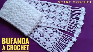 Hermosa Bufanda Tejida a Crochet Paso a PasoHow to Crochet Scarf for WomanChalina a Ganchillo [upl. by Rae]